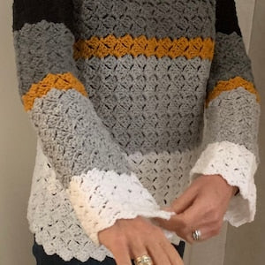 Slanted Squares Sweater - Crochet Pattern English USA