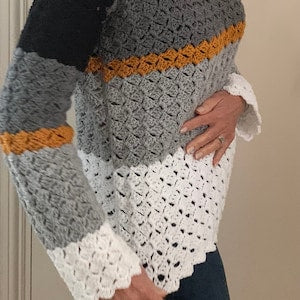 Slanted Squares Sweater - Crochet Pattern English USA