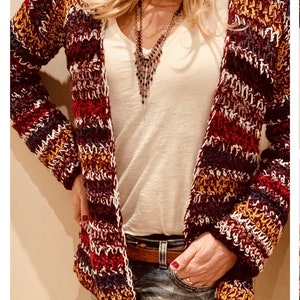 Wrapped  In Bulky Chains Cardigan - Crochet Pattern English USA
