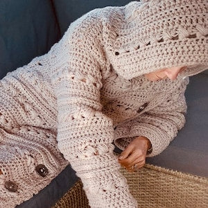 Cozy Couch Cardigan crochet PATTERN English USA