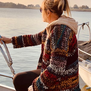 Wrapped  In Bulky Chains Cardigan - Crochet Pattern English USA
