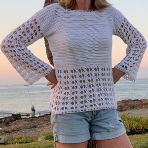 Simple Cyprus Summer Sweater - Crochet pattern English USA