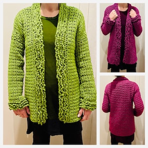 Curly Wurly Cardigan - Crochet Pattern English USA