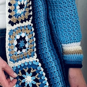 Long Square Affair Cardigan - Crochet Pattern English USA