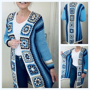 Long Square Affair Cardigan - Crochet Pattern English USA