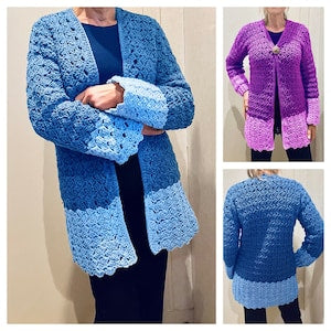 JOHANNA  two-toned Cardigan - crochet PATTERN English USA
