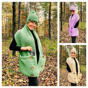 Snazzy Snuggle Shawl and Hat - Crochet Pattern English USA