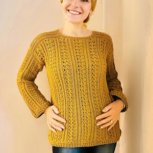 Cozy Winter Trio Set-Sweater-Hat-Scarf- CROCHET PATTERN-English USA