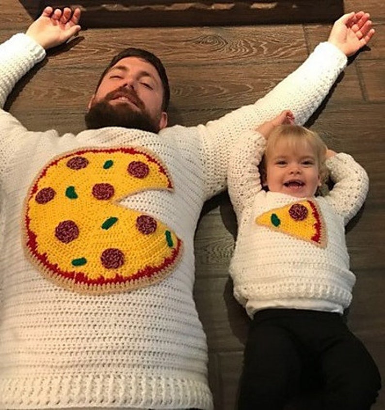 Pizza Pie Sweater for 2 - Crochet Pattern English USA