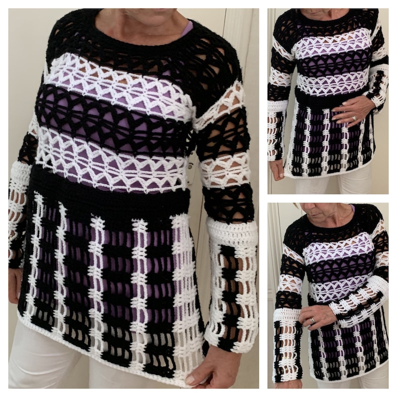 B & W Tunic Crochet Pattern English USA