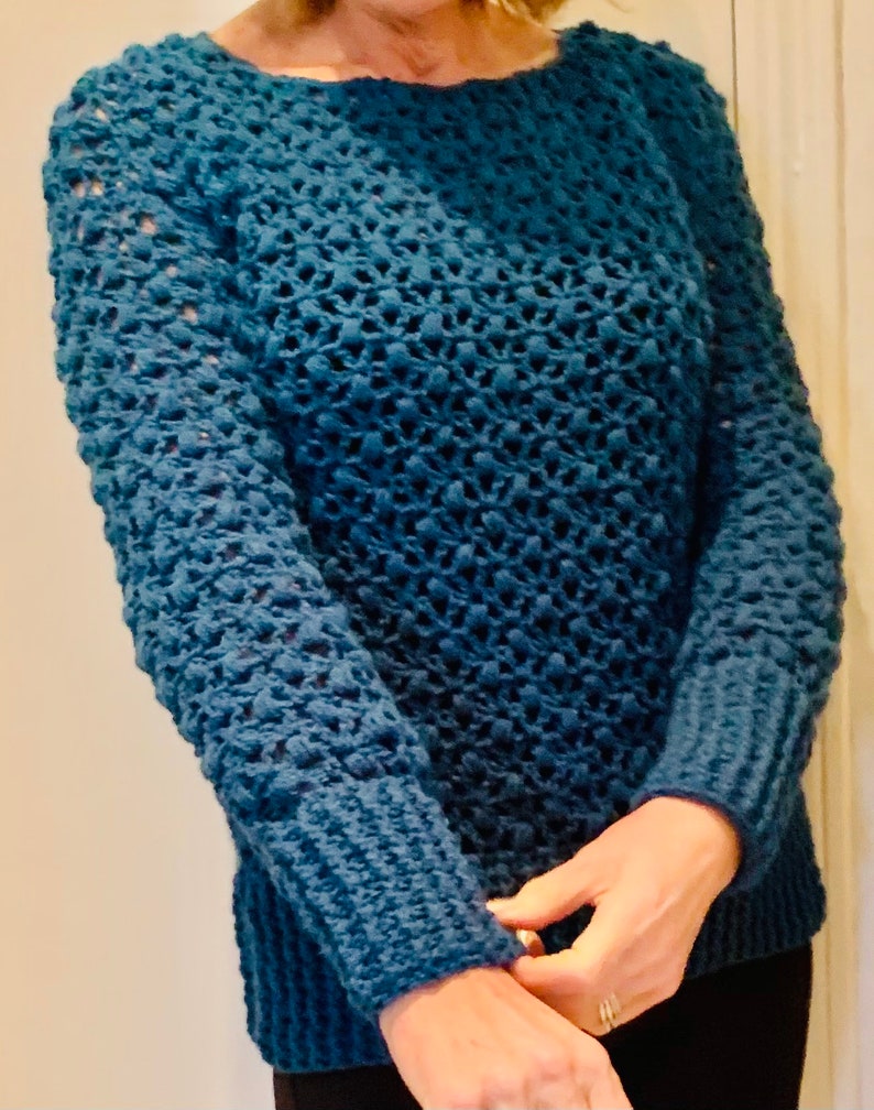 Hugged by V's and Bobbles Sweater - Crochet  pattern English USA