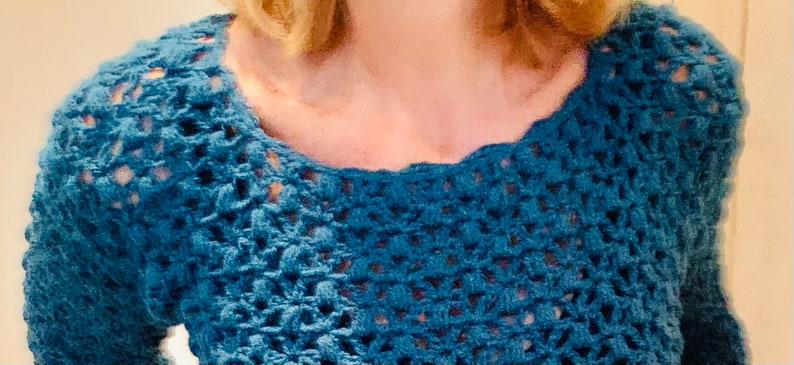 Hugged by V's and Bobbles Sweater - Crochet  pattern English USA