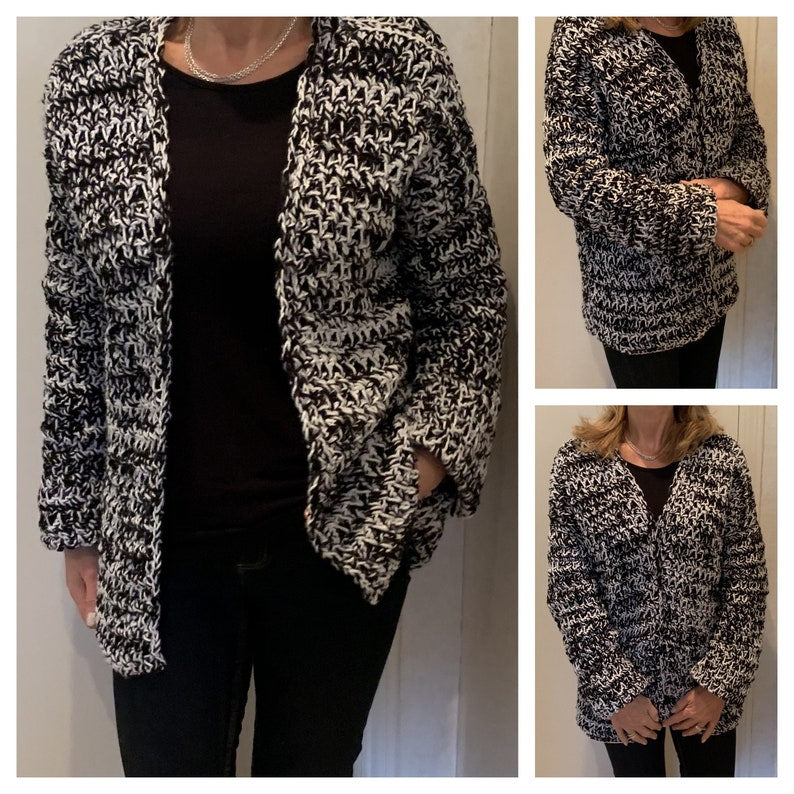 Wrapped  In Bulky Chains Cardigan - Crochet Pattern English USA