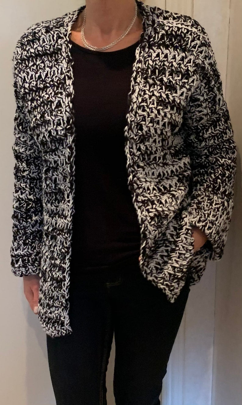 Wrapped  In Bulky Chains Cardigan - Crochet Pattern English USA
