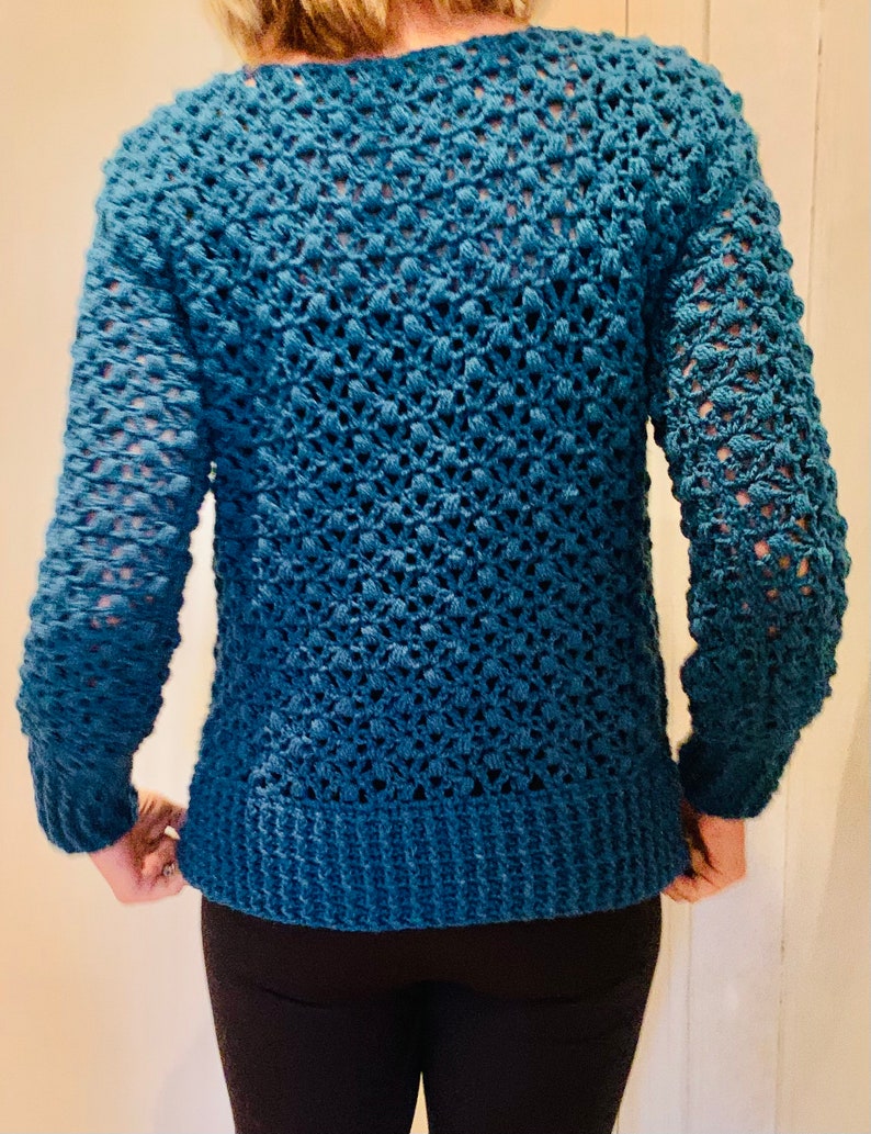 Hugged by V's and Bobbles Sweater - Crochet  pattern English USA