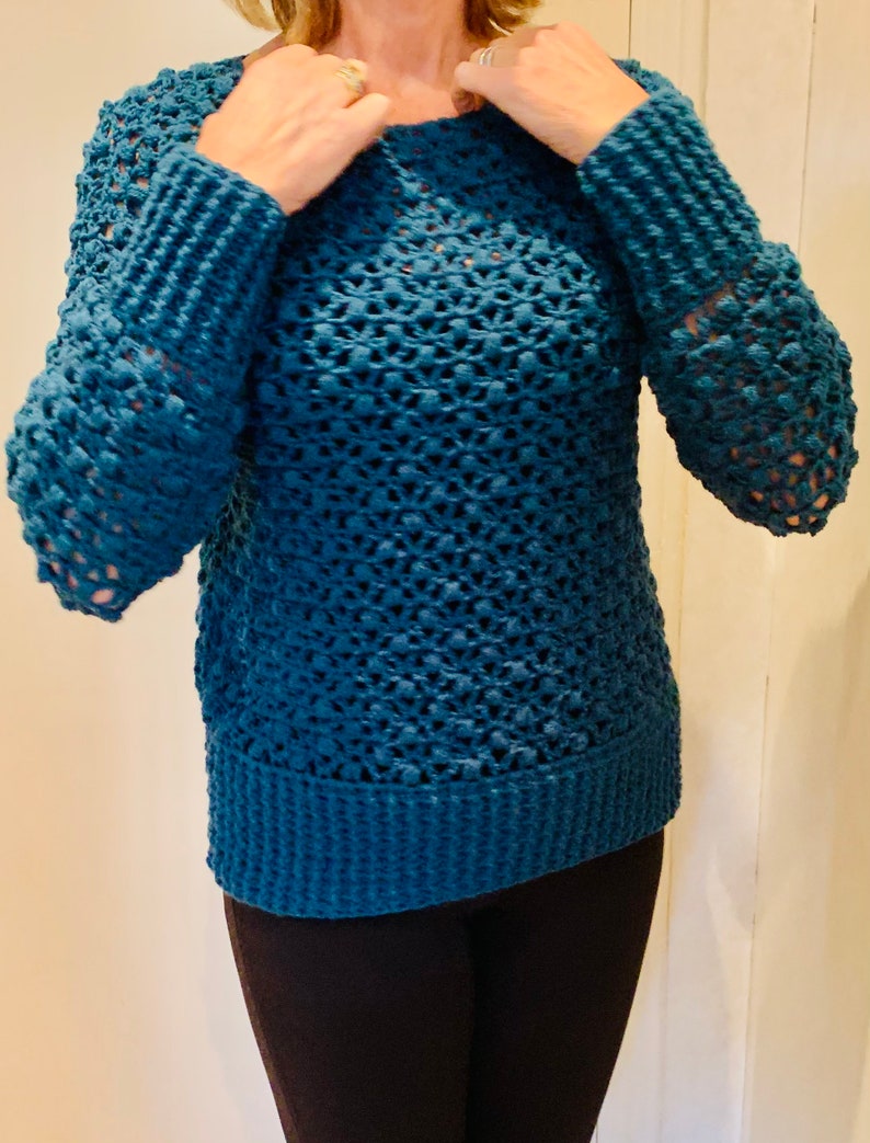 Hugged by V's and Bobbles Sweater - Crochet  pattern English USA