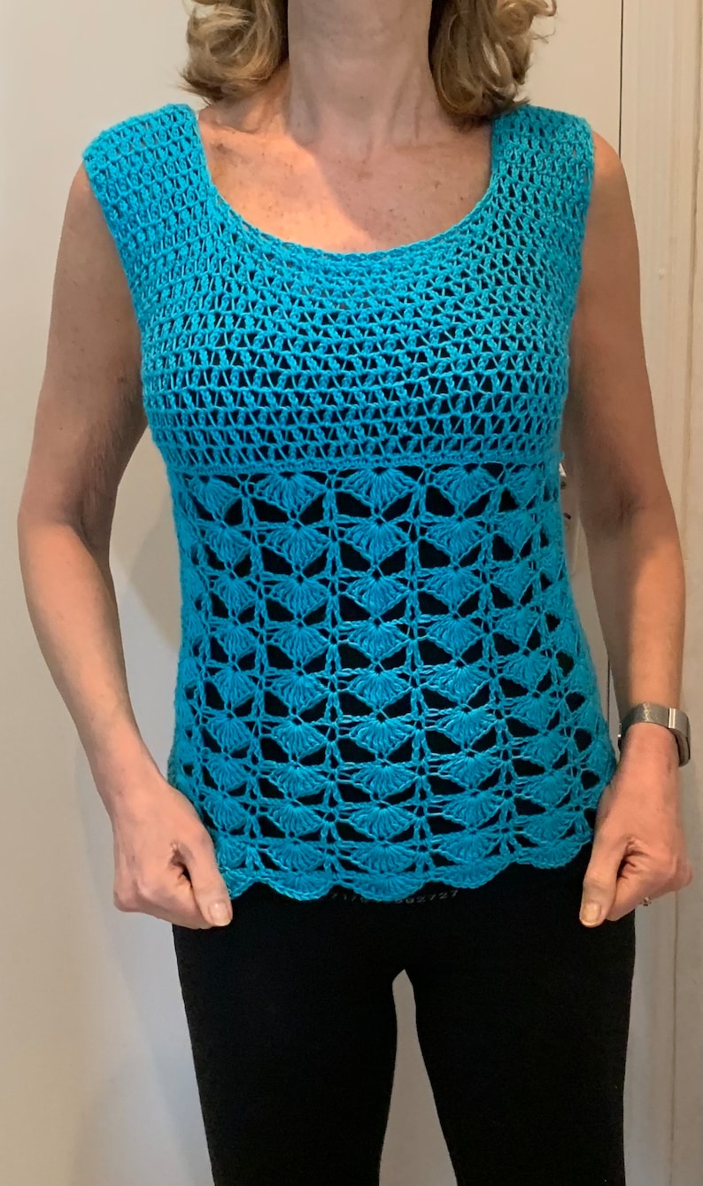 Fancy Fans Easy Summer Top - Crochet Pattern English USA