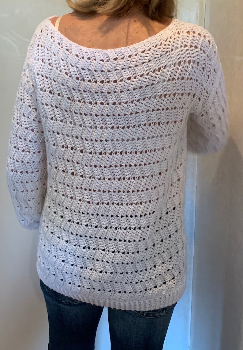 EZ Breezy White Sweater - Crochet Pattern English USA