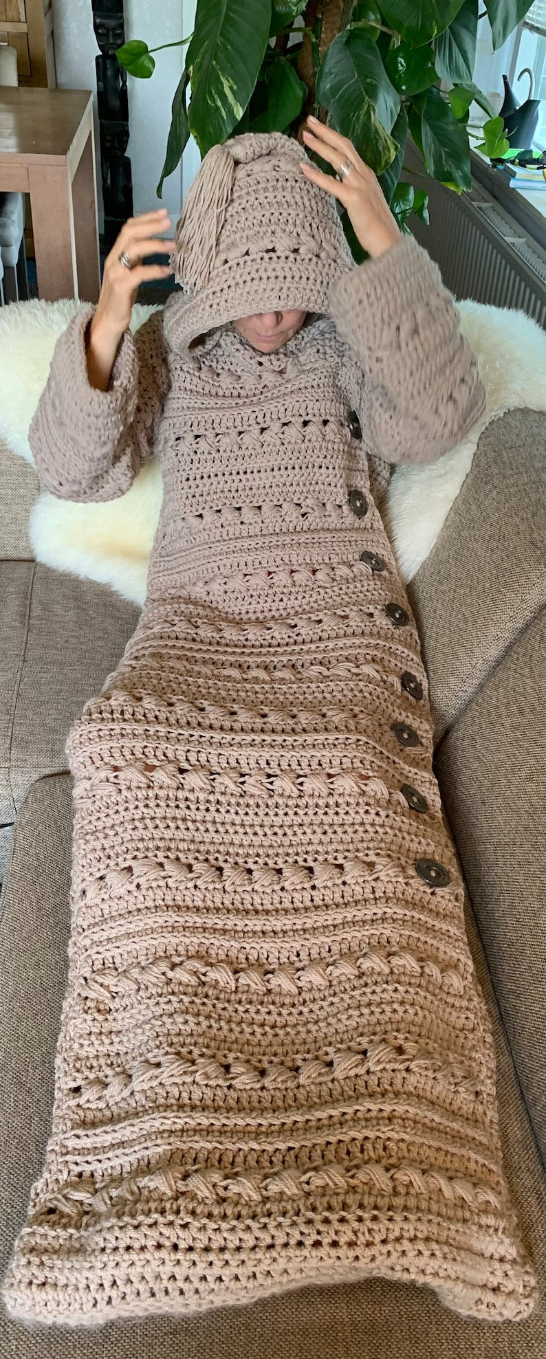 Cozy Couch Cardigan crochet PATTERN English USA