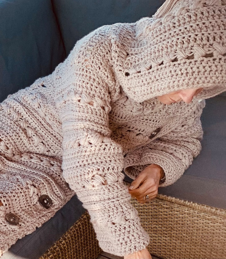 Cozy Couch Cardigan crochet PATTERN English USA