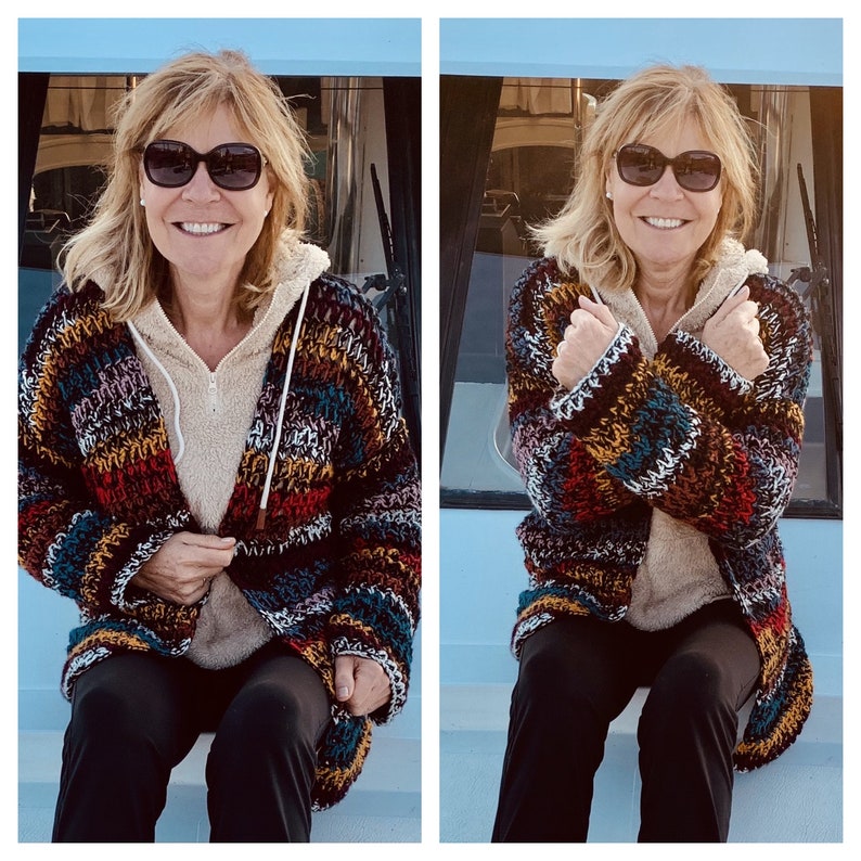 Wrapped  In Bulky Chains Cardigan - Crochet Pattern English USA