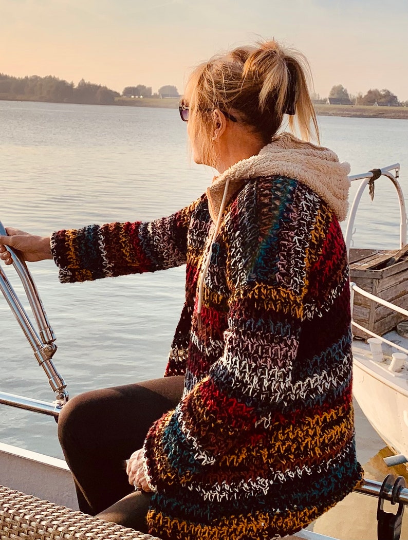 Wrapped  In Bulky Chains Cardigan - Crochet Pattern English USA