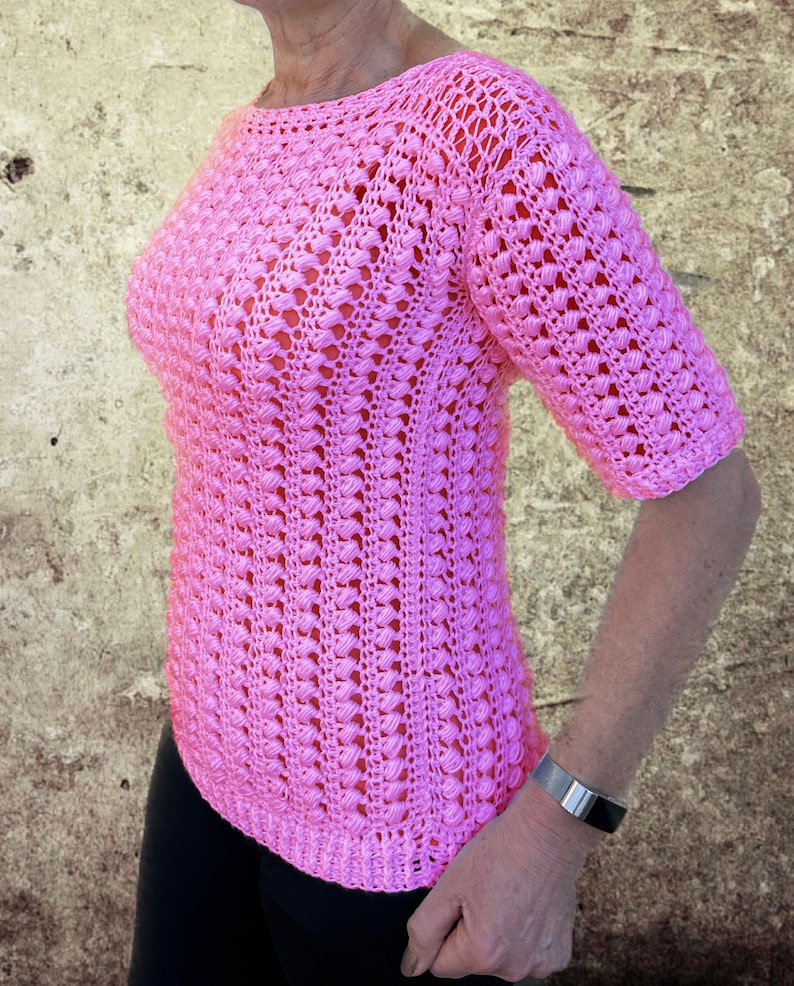 Spring Bubbles sweater Crochet pattern English USA