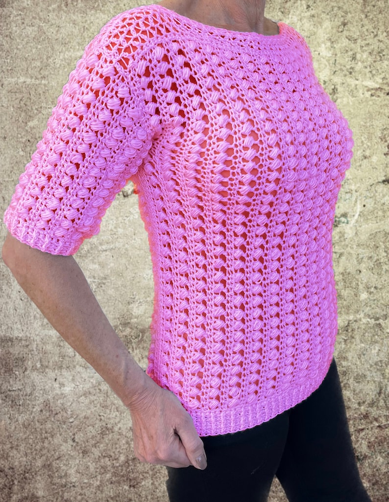 Spring Bubbles sweater Crochet pattern English USA