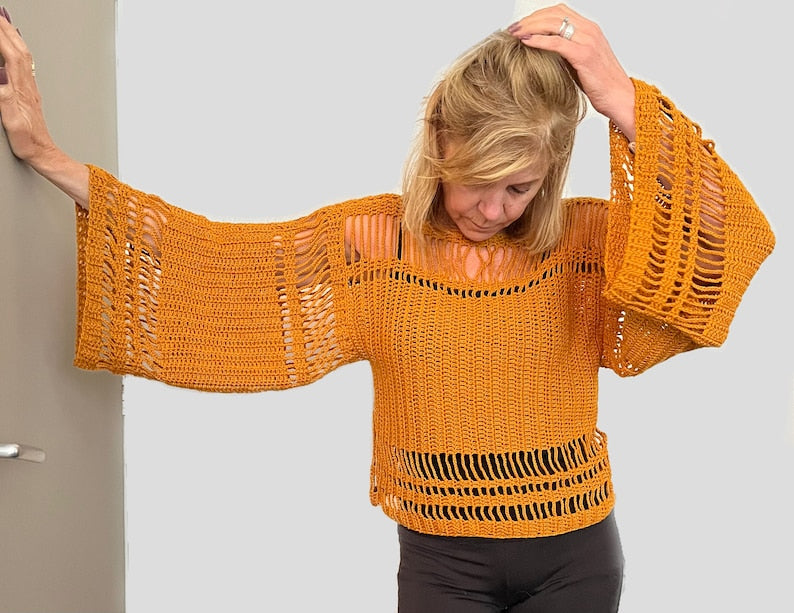 Stand out in the Crowd Sweater - Crochet Pattern English USA