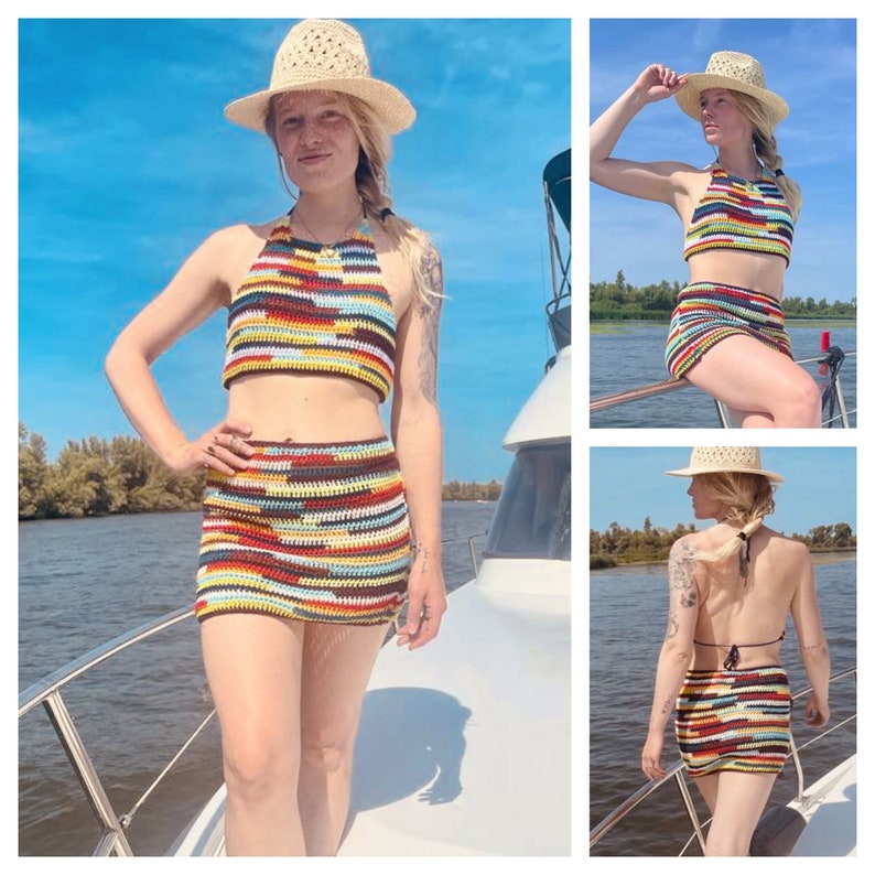 Let's Go Retro!  Top & Skirt Crochet PATTERN - English USA