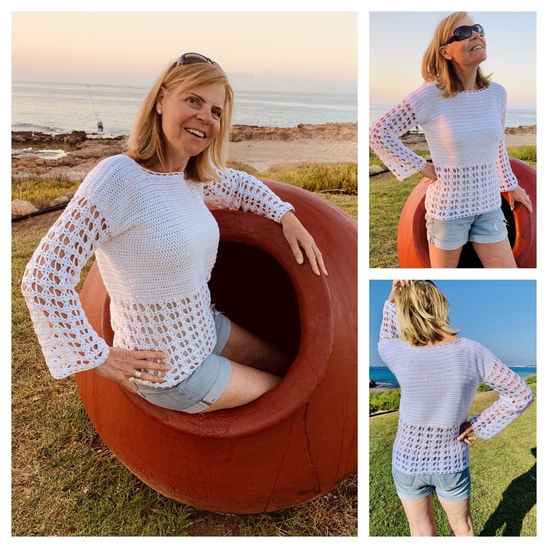 Simple Cyprus Summer Sweater - Crochet pattern English USA