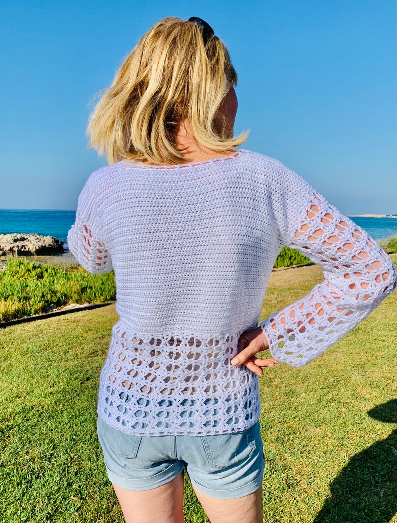 Simple Cyprus Summer Sweater - Crochet pattern English USA