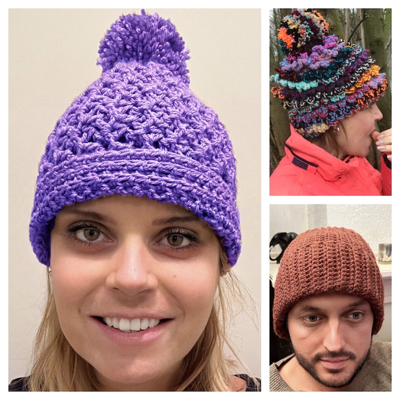 3 Beanies Hat - Crochet Pattern English USA