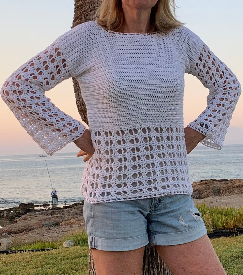 Simple Cyprus Summer Sweater - Crochet pattern English USA