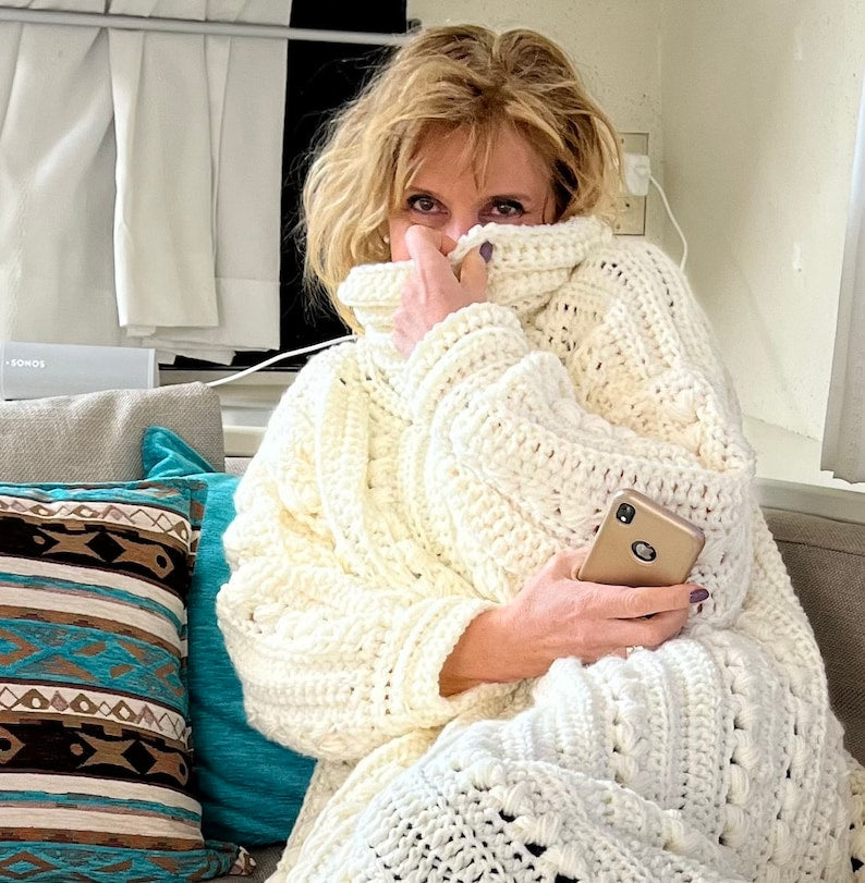 Cozy Couch Sweater, Crochet PATTERN English US Terms