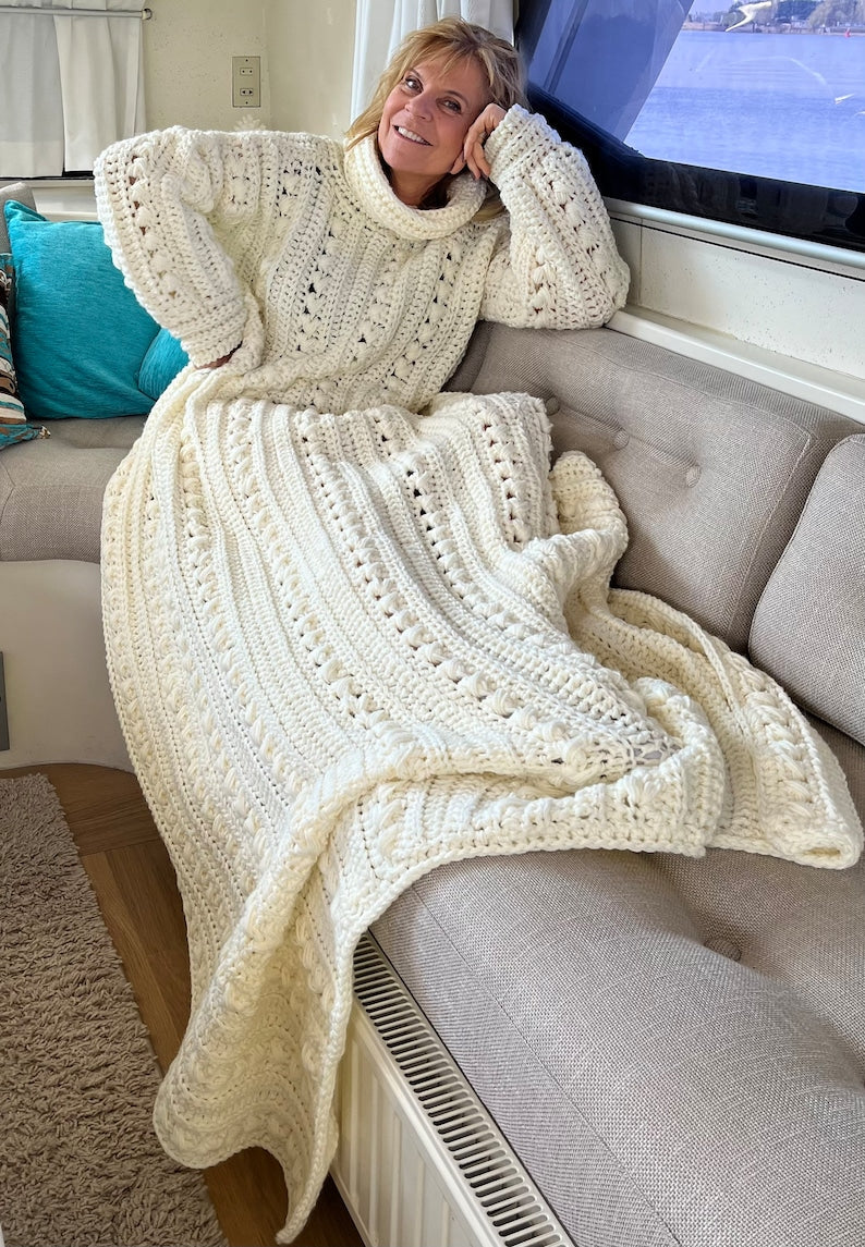 Cozy Couch Sweater, Crochet PATTERN English US Terms
