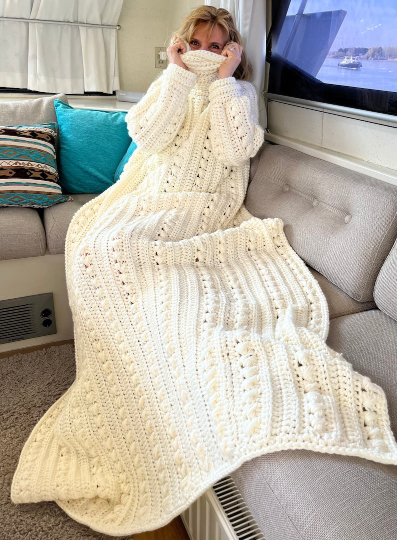 Cozy Couch Sweater, Crochet PATTERN English US Terms