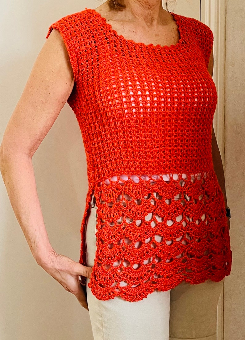 Picot Bello Summer Top - Crochet PATTERN - English USA