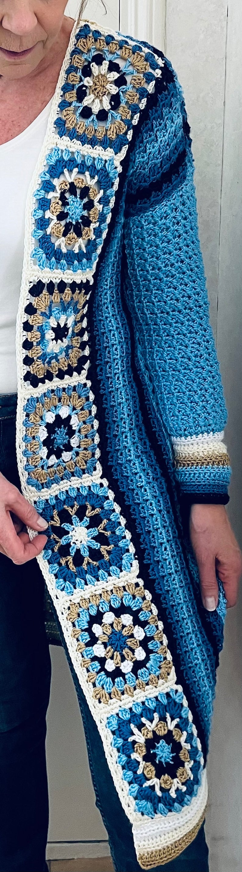 Long Square Affair Cardigan - Crochet Pattern English USA