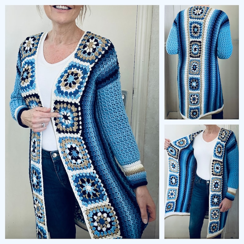 Long Square Affair Cardigan - Crochet Pattern English USA