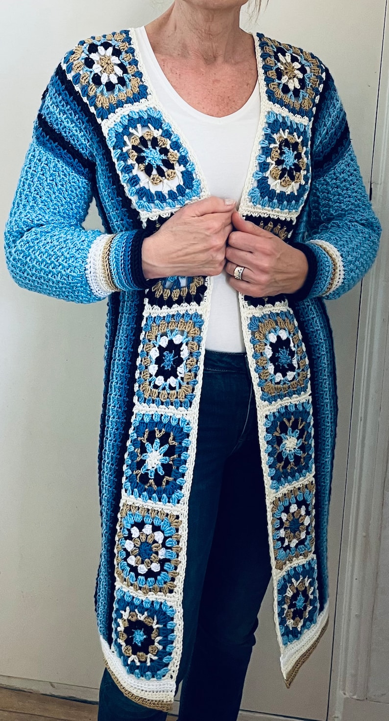 Long Square Affair Cardigan - Crochet Pattern English USA