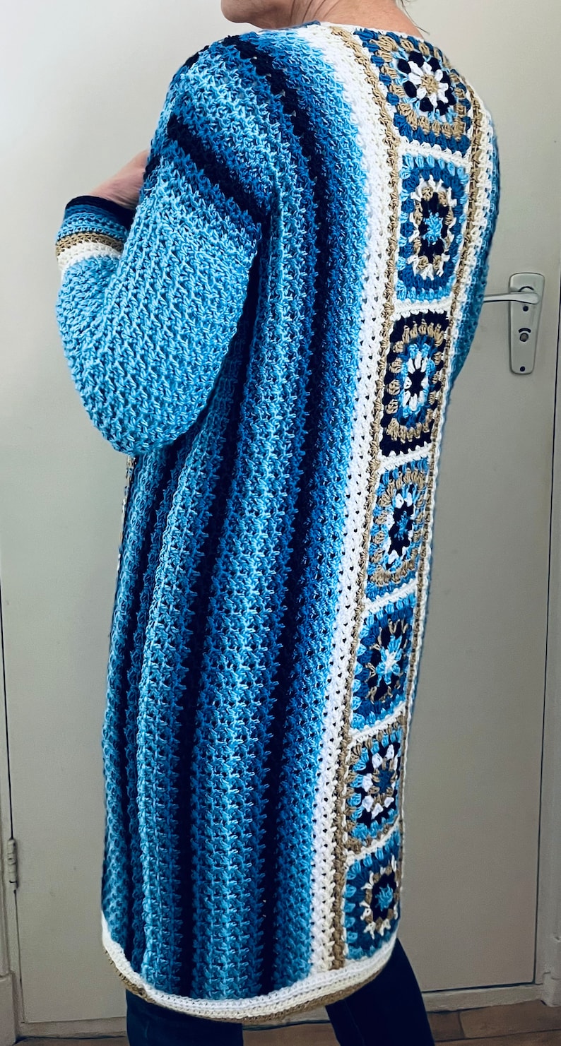 Long Square Affair Cardigan - Crochet Pattern English USA