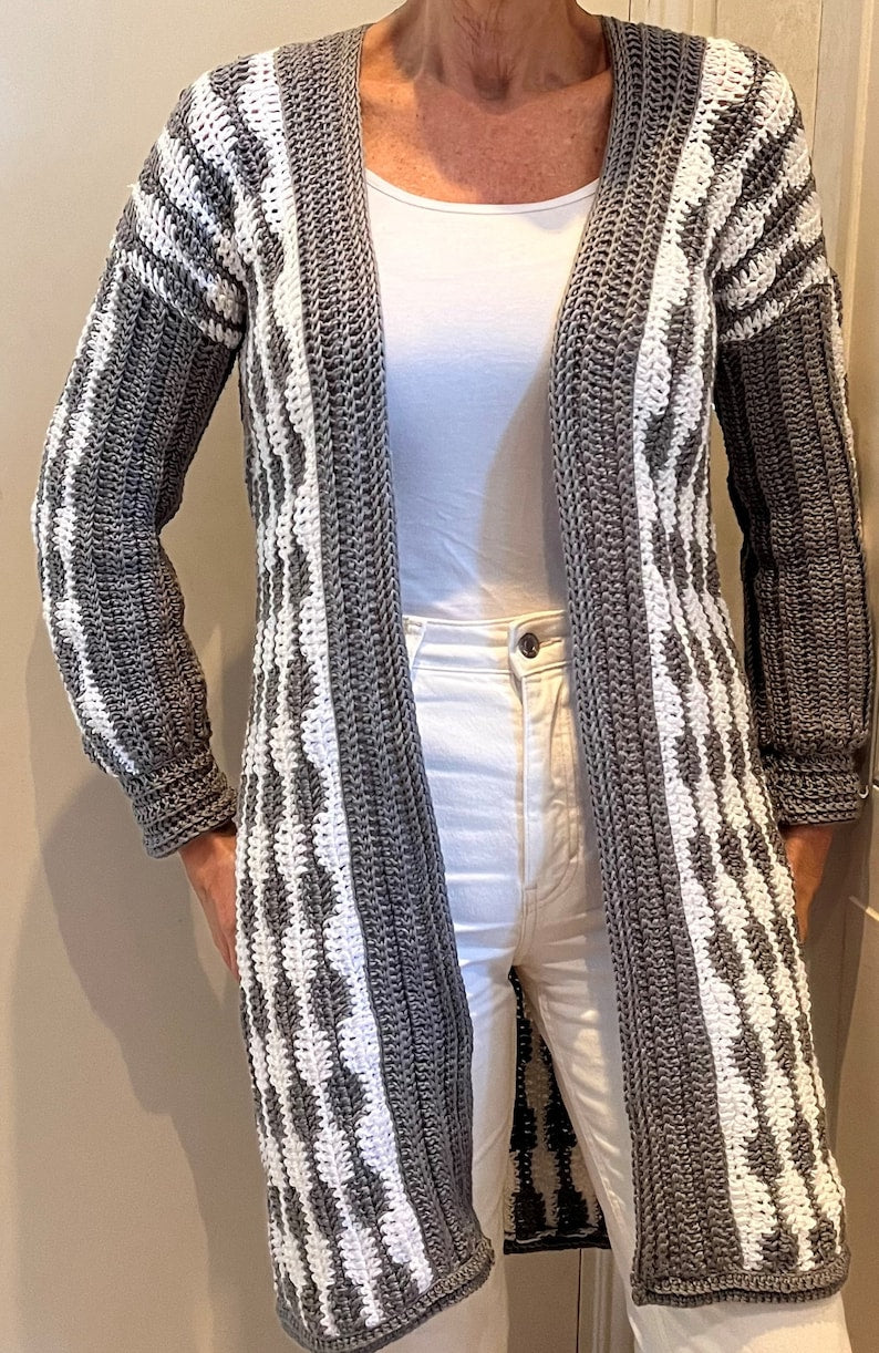 Sound Waves Cardigan - Crochet Pattern English USA