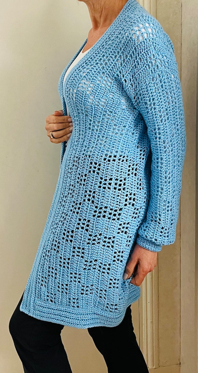 All Squared Away Cardigan, Crochet Pattern, English US terms