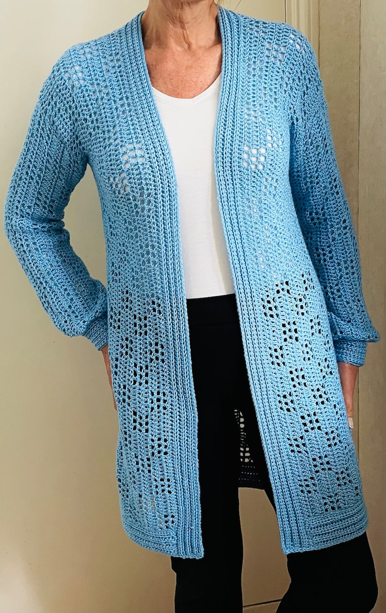 All Squared Away Cardigan, Crochet Pattern, English US terms