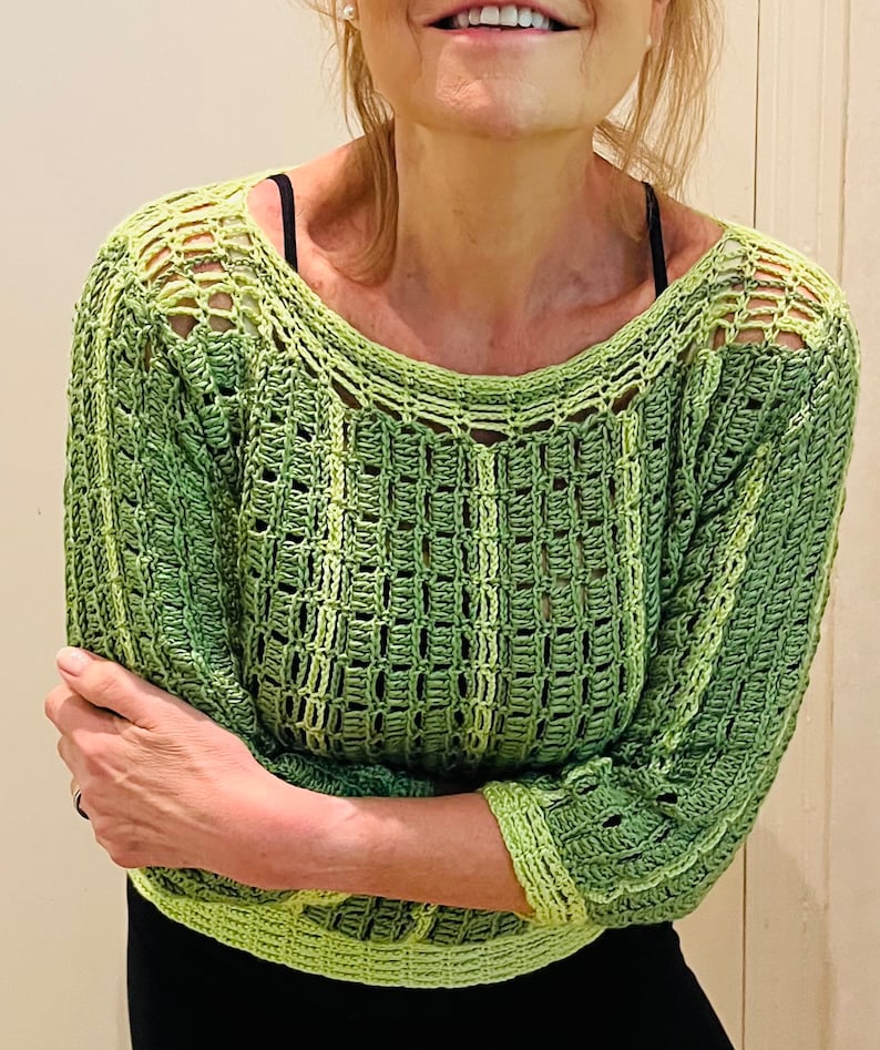 EVERGREEN Sweater-Crochet PATTERN-English USA