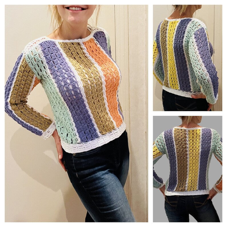 EVERGREEN Sweater-Crochet PATTERN-English USA