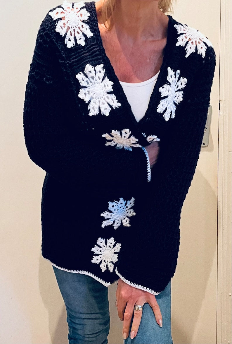 Snowflake Cardigan - Crochet Pattern English USA