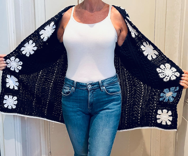 Snowflake Cardigan - Crochet Pattern English USA