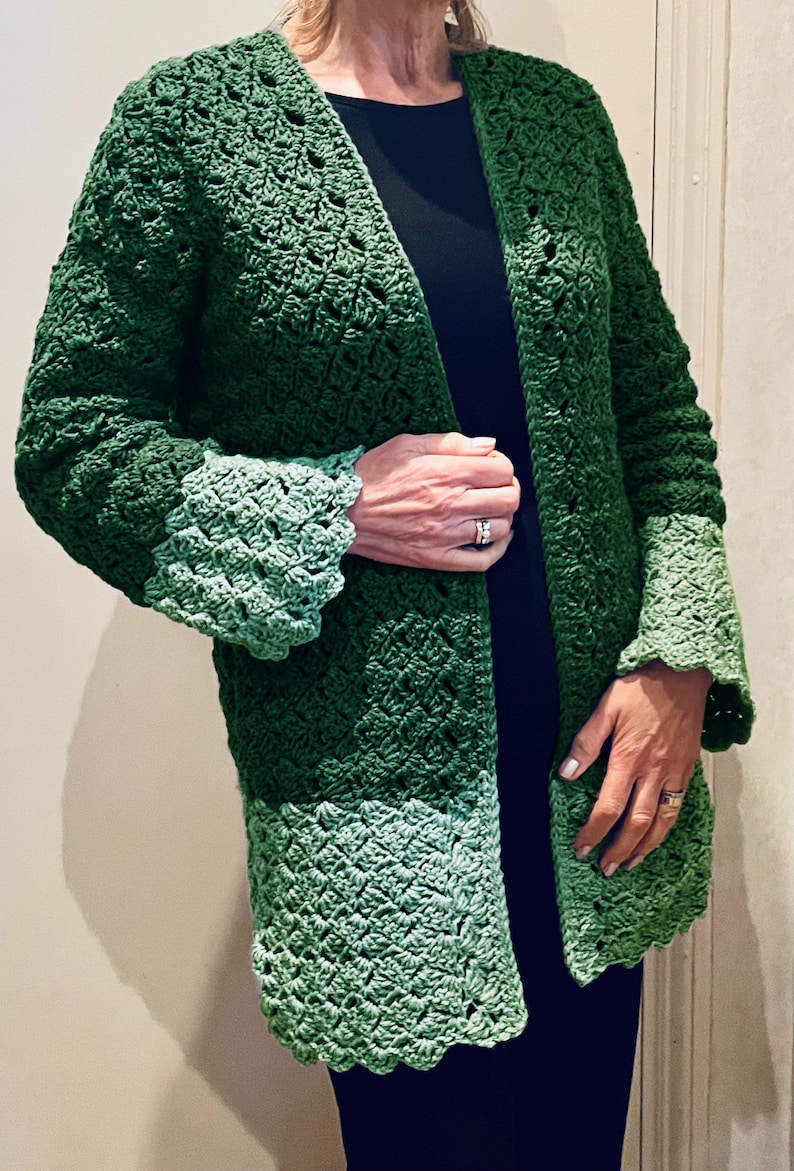 JOHANNA  two-toned Cardigan - crochet PATTERN English USA
